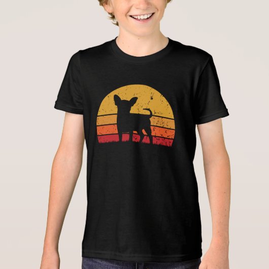 おもしろいレトロヴィンテージサンセットチワワ トライブレンドTシャツ (正面)