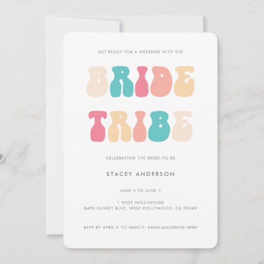 おもしろいレトロヴィンテージブライド族バチェロレッテウィークエンド 招待状 (正面)