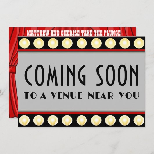 おもしろいレトロヴィンテージムービー来マーキーの近日撮影 セーブザデート (正面/裏面)