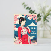 おもしろいレトロヴィンテージ旅行日本ユーモア ポストカード (スタンド正面)