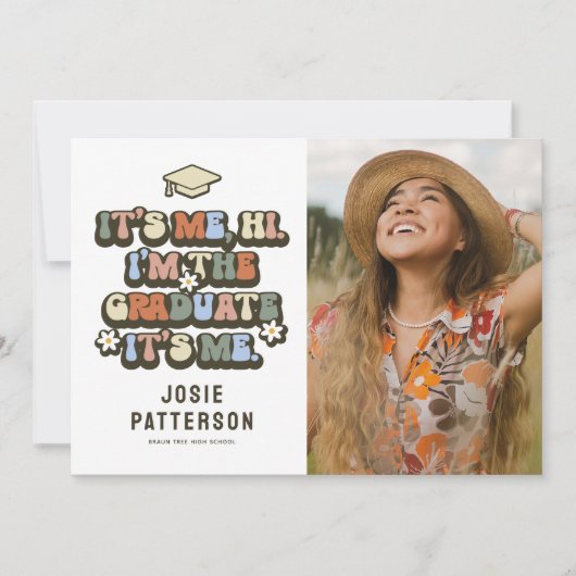 おもしろいレトロ写真の卒業 案内状 (正面)