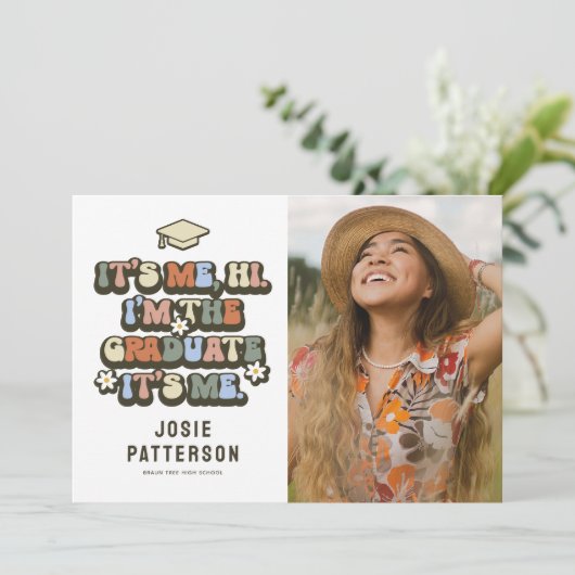 おもしろいレトロ写真の卒業 案内状 (スタンド正面)