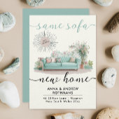 おもしろいレトロ同じソファ新しいホームフローラ水色 案内状