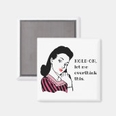 おもしろいレトロ女が思い過ぎちゃった マグネット (正面/裏面)