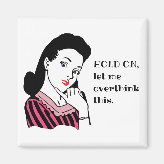 おもしろいレトロ女が思い過ぎちゃった マグネット (正面)