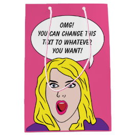 おもしろいレトロ女性カスタム抱き枕 ミディアムペーパーバッグ