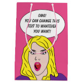 おもしろいレトロ女性カスタム抱き枕 ミディアムペーパーバッグ (裏面)