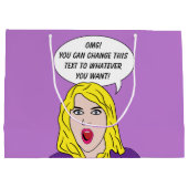 おもしろいレトロ女性カスタム抱き枕 ラージペーパーバッグ (裏面)