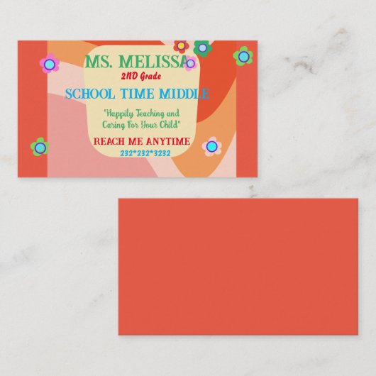 おもしろいレトロ学校先生スタイルデザイン 名刺 (正面/裏面)