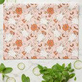 おもしろいレトロ幽霊およびジャッキ – O – ランタンパターン キッチンタオル (折り畳み)