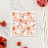 おもしろいレトロ幽霊およびジャッキ – O – ランタンパターン スタンダードカクテルナプキン (インサイチュ)