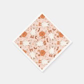 おもしろいレトロ幽霊およびジャッキ – O – ランタンパターン スタンダードカクテルナプキン (角)