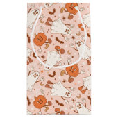 おもしろいレトロ幽霊およびジャッキ – O – ランタンパターン スモールペーパーバッグ (裏面)