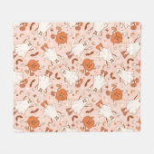 おもしろいレトロ幽霊およびジャッキ – O – ランタンパターン フリースブランケット (正面(横))