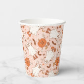 おもしろいレトロ幽霊およびジャッキ – O – ランタンパターン 紙コップ (裏面)