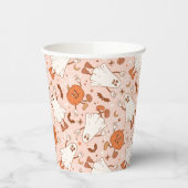 おもしろいレトロ幽霊およびジャッキ – O – ランタンパターン 紙コップ (左)