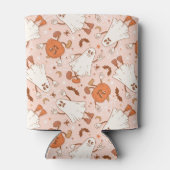 おもしろいレトロ幽霊およびジャッキ – O – ランタンパターン 缶クーラー (裏面)