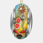 おもしろいレトロ弾球機パーソナライズされた セラミックオーナメント (左)