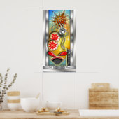 おもしろいレトロ弾球機パーソナライズされた ポスター (キッチン)