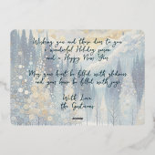 おもしろいレトロ抽象芸術ウィンタースノーワンダーランドアート金ゴールド 箔シーズンカード (裏面)