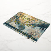 おもしろいレトロ抽象芸術ウィンタースノーワンダーランドアート金ゴールド 箔シーズンカード (回転した状態)