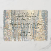 おもしろいレトロ抽象芸術ウィンタースノーワンダーランドアート金ゴールド 箔シーズンカード (裏面)