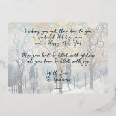 おもしろいレトロ抽象芸術ウィンタースノーワンダーランドアート金ゴールド 箔シーズンカード (裏面)