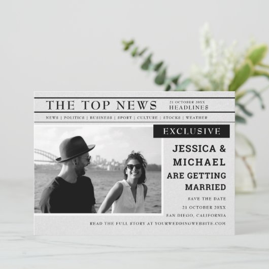 おもしろいレトロ新聞ページニュース白黒写真 セーブザデート (スタンド正面)