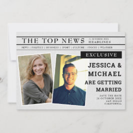 おもしろいレトロ新聞ユニークヘッドラインのニュース写真 セーブザデート