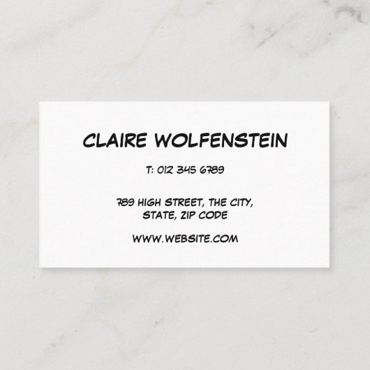 おもしろいレトロ漫画ブックの音声バブルメッセージ 名刺 (裏面)