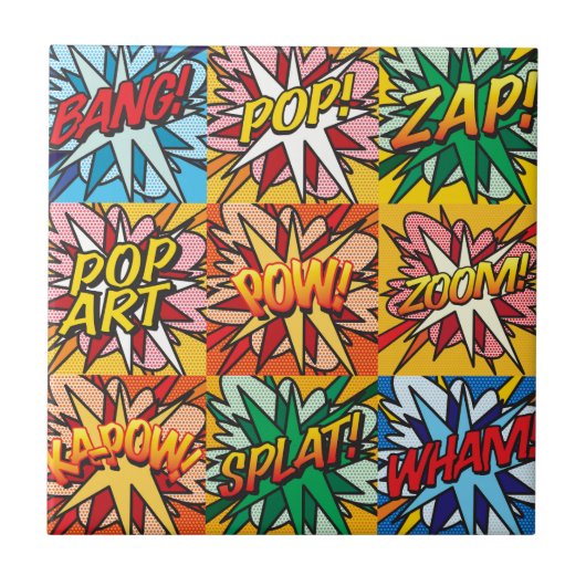 おもしろいレトロ漫画ブックアポップ・アートのート タイル (正面)