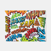 おもしろいレトロ漫画ブックアーポップ・アートのトスーパーヒーロー ドアマット (正面)