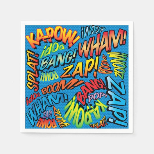 おもしろいレトロ漫画ブックサウンド スタンダードカクテルナプキン (正面)