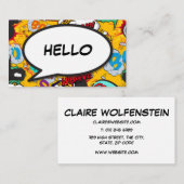 おもしろいレトロ漫画ブックスピーチバブルHELLO 名刺 (正面/裏面)