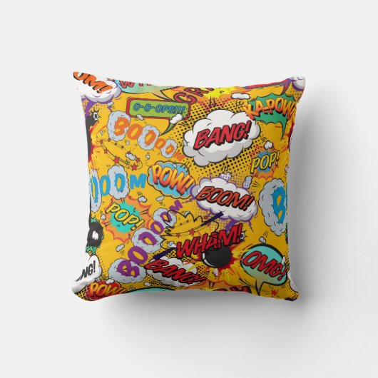 おもしろいレトロ漫画ブックポップ・アートのアートの爆発 クッション (正面)