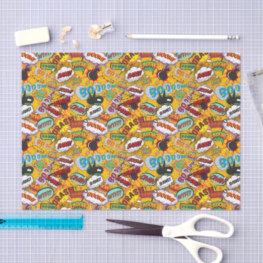 おもしろいレトロ漫画ブックポップ・アートのアートの爆発 薄葉紙 (クラフト)