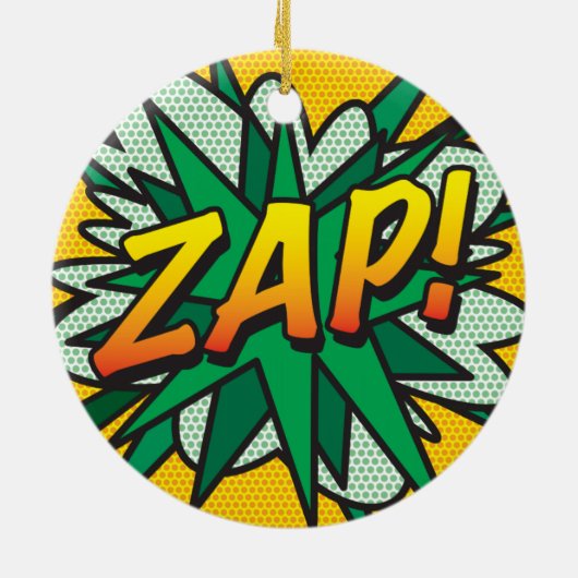 おもしろいレトロ漫画ブック音声バブルメッセージ セラミックオーナメント (裏面)