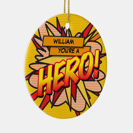 おもしろいレトロ漫画ブックHERO写真 セラミックオーナメント (右)