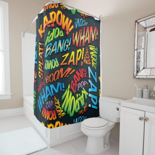 おもしろいレトロ漫画ブッポップ・アートのクアートサウンド シャワーカーテン (インサイチュ)