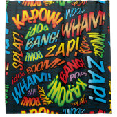 おもしろいレトロ漫画ブッポップ・アートのクアートサウンド シャワーカーテン (正面)