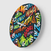 おもしろいレトロ漫画ブッポップ・アートのクアートサウンド ラージ壁時計 (傾斜)