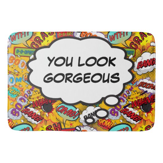 おもしろいレトロ漫画ポップ・アートのブックアートユーゴージャス バスマット (正面)