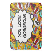 おもしろいレトロ漫画ポップ・アートのブックアートユーゴージャス バスマット (正面縦)