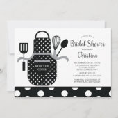 おもしろいレトロ白黒キッチンブライダルシャワー 招待状 (正面)
