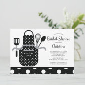おもしろいレトロ白黒キッチンブライダルシャワー 招待状 (スタンド正面)