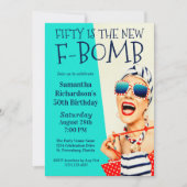 おもしろいレトロ第50誕生日F爆弾 招待状 (正面)