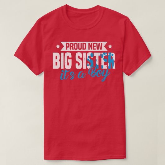 おもしろいレトロ誇りを持った新しい姉男の子の性別 Tシャツ (デザイン正面)