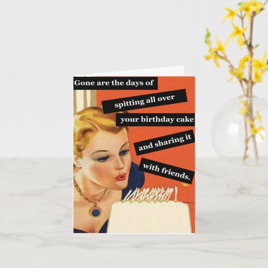 おもしろいレトロ誕生日カー吹ドのアウトキャンドル カード (黄色い花)