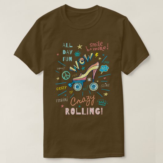 おもしろいレトロ転がの女子スケート場 Tシャツ (デザイン正面)