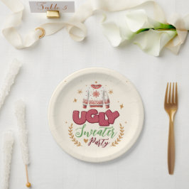 おもしろいレトロ醜いセータークリスマスパーティー ペーパープレート